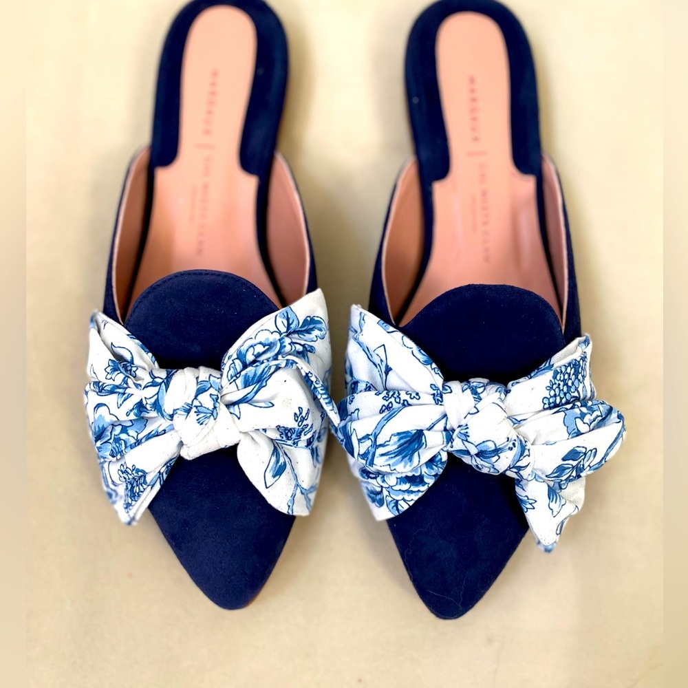 Margaux x Gal Meets Glam The Mule in Navy Suede Size 39 NWT - size 7 in US sizes